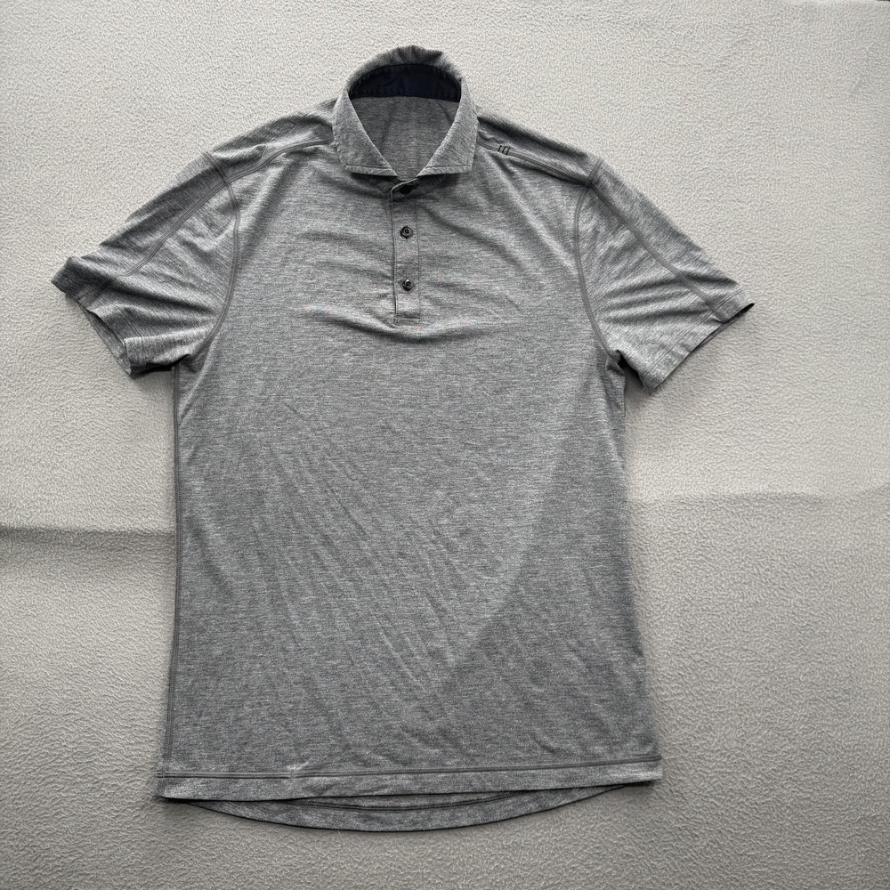 Lululemon Polo Shirt Mens Medium Gray Solid Lightweight Performance Golf Top